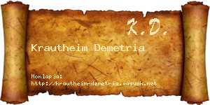 Krautheim Demetria névjegykártya